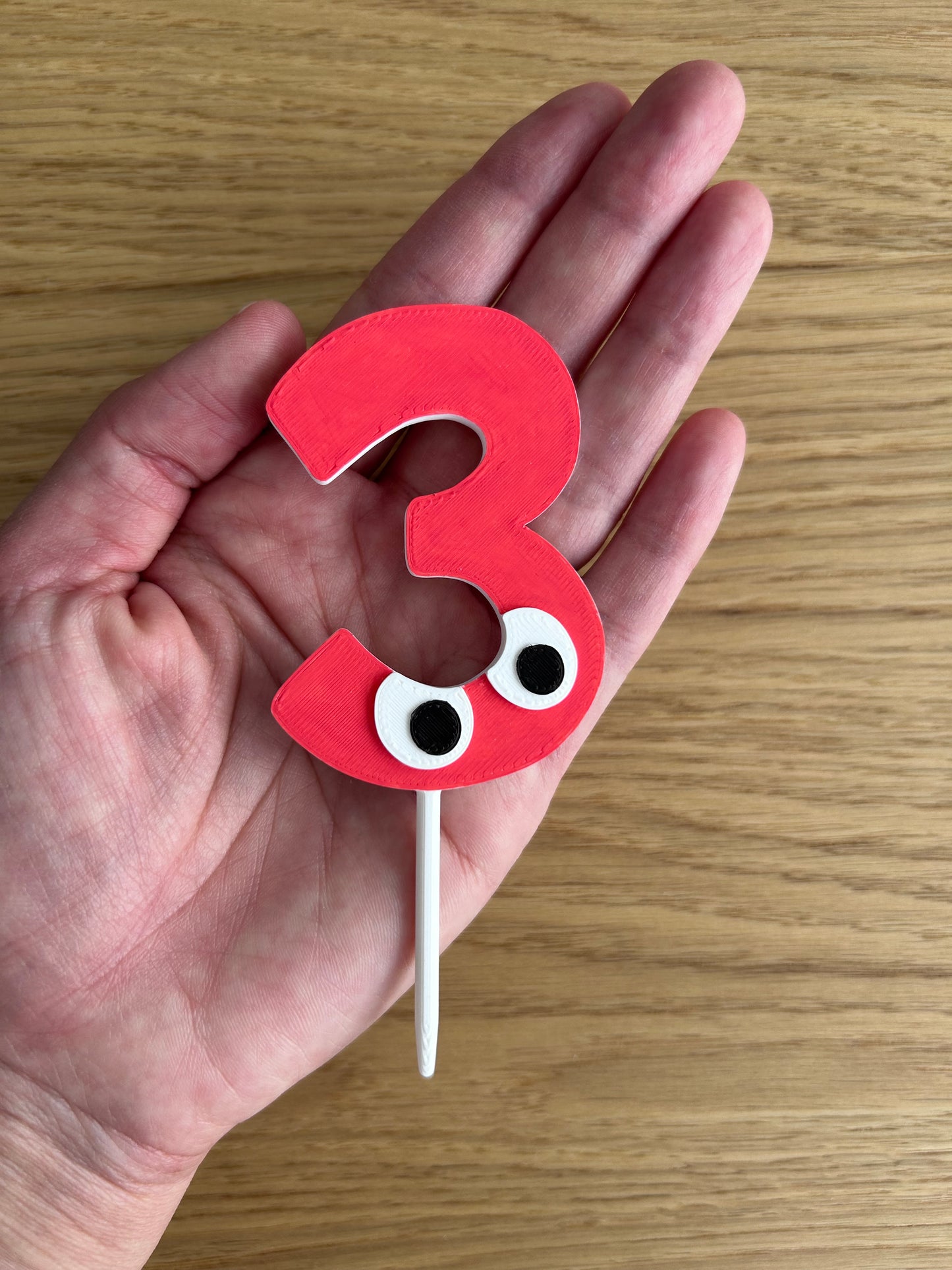 3rd Birthday Cake Topper – Hand-Painted Birthday Decoration