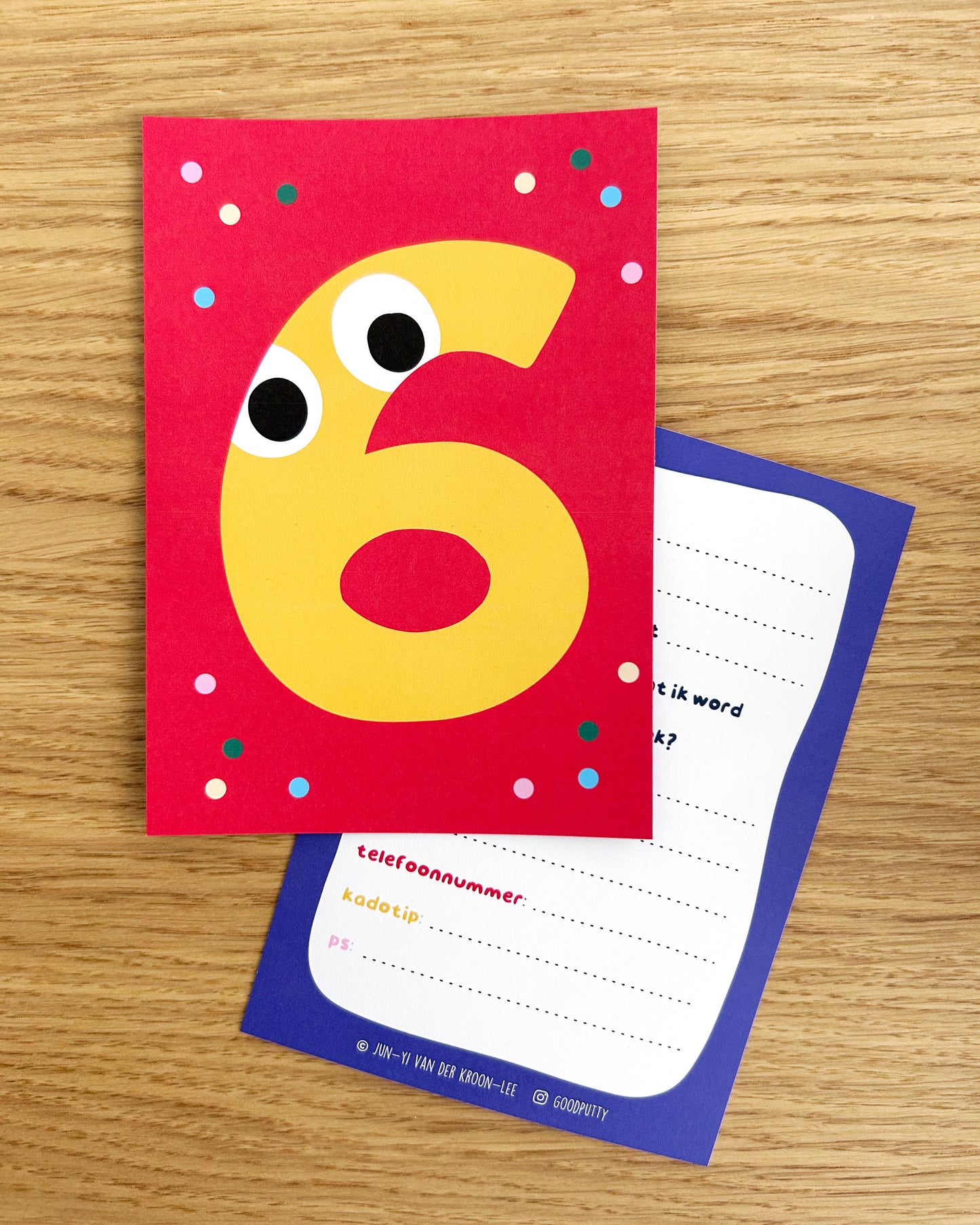 Playful Birthday Party Set – Number "6" Invite Pack + Cake Topper
