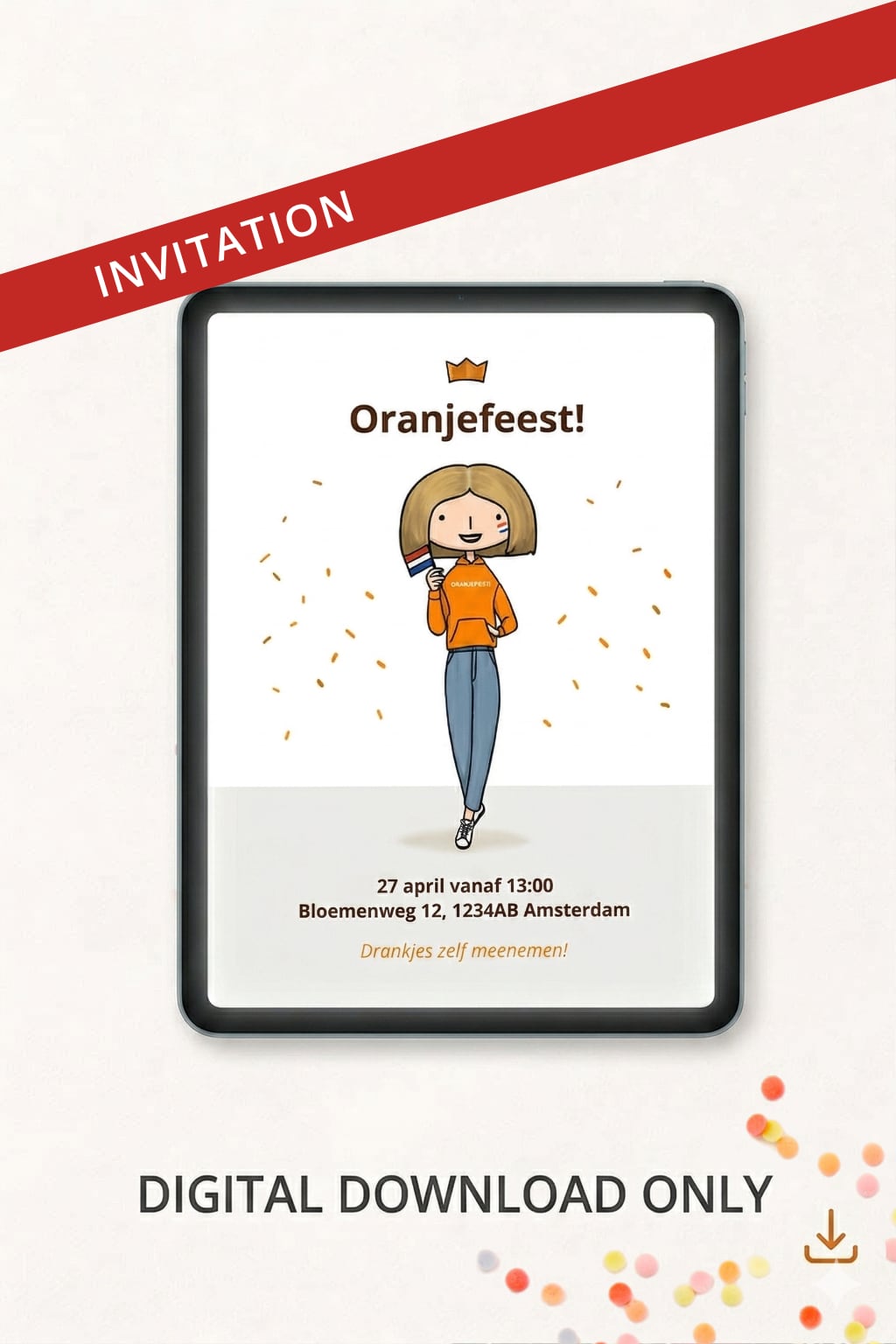Personalised Kingsday Invitation (digital only)