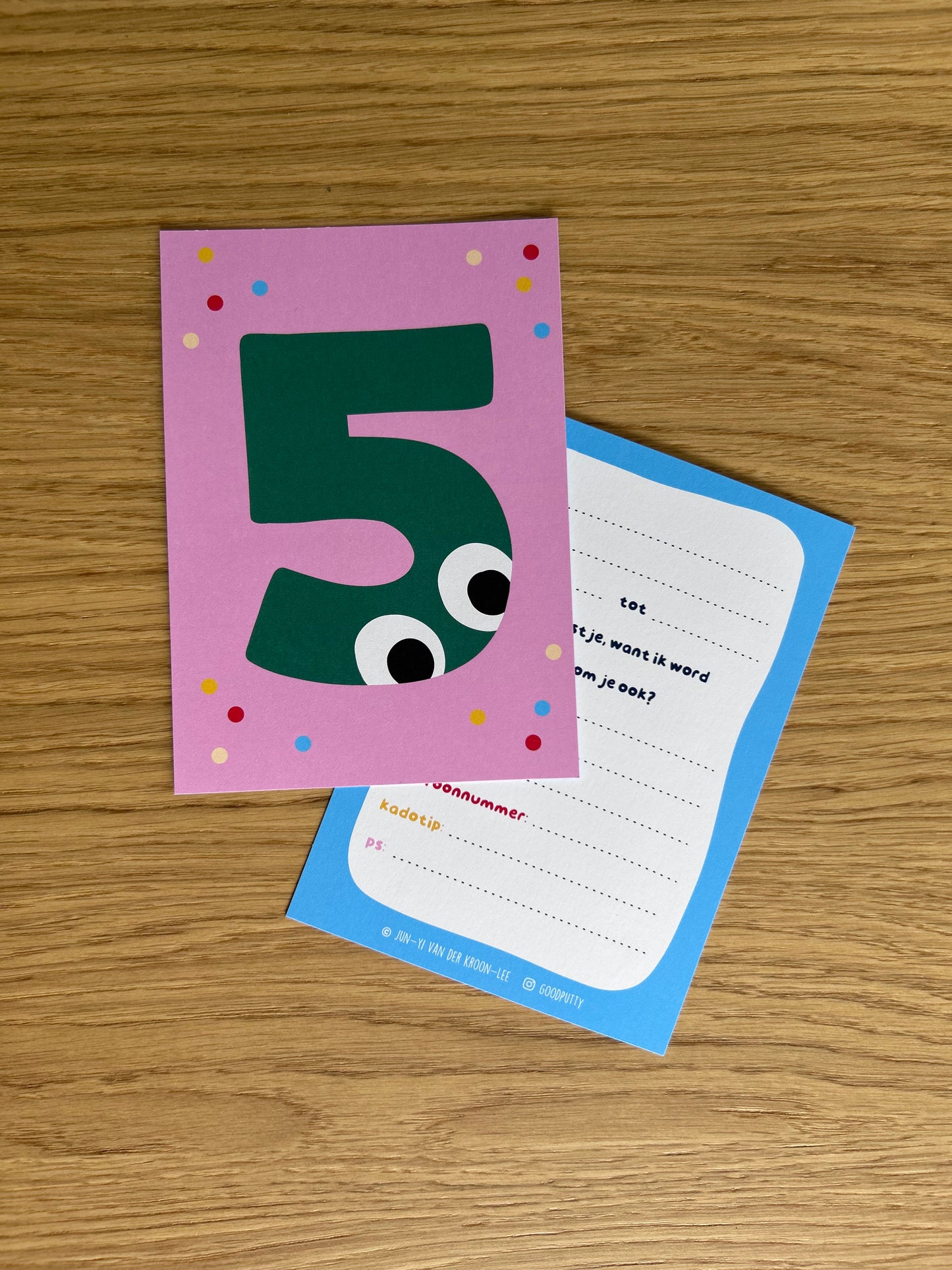 5th Birthday Party Set – Number "5" Invite Pack + Cake Topper
