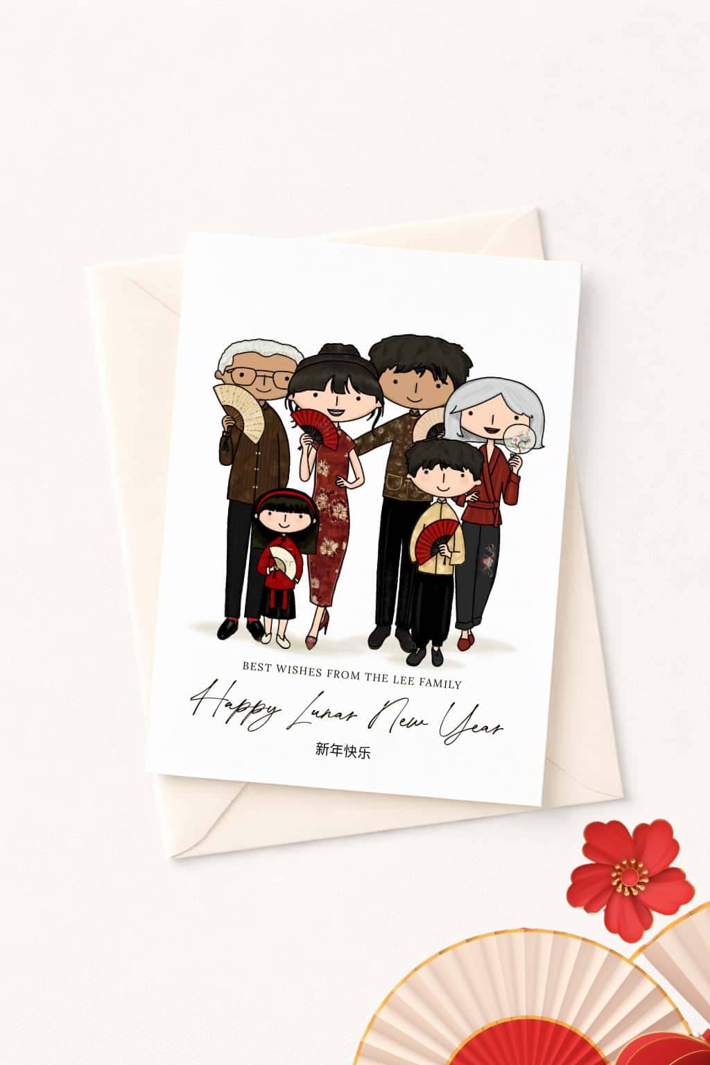 Personalised Lunar New Year Card (Families)