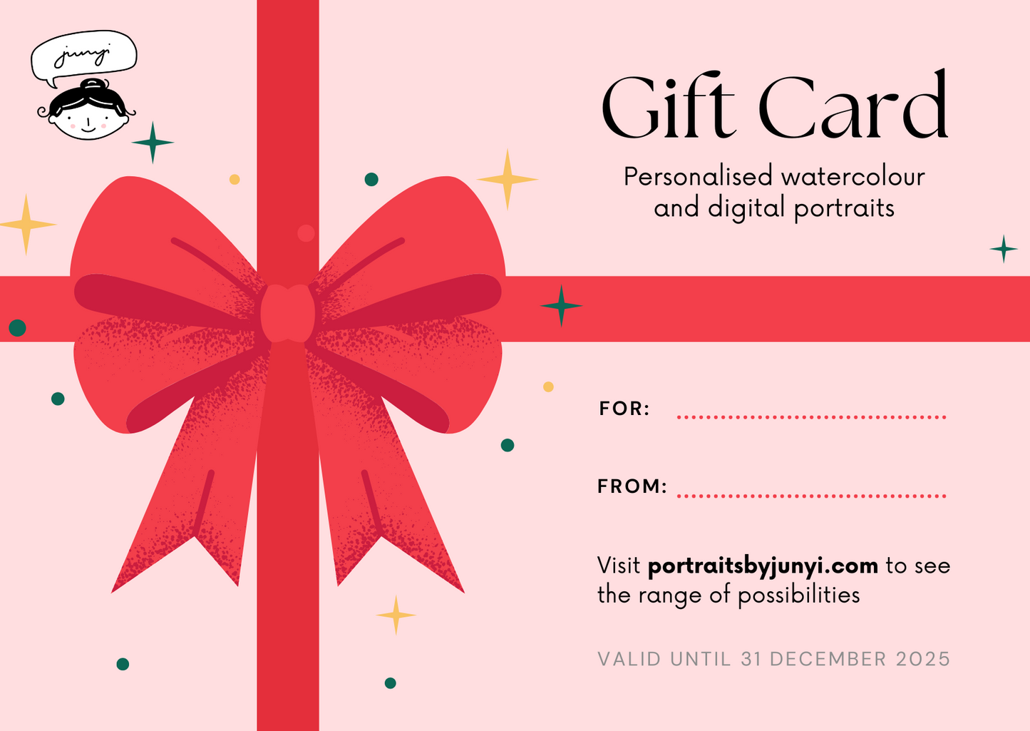 Gift card for Portraits by Jun-Yi
