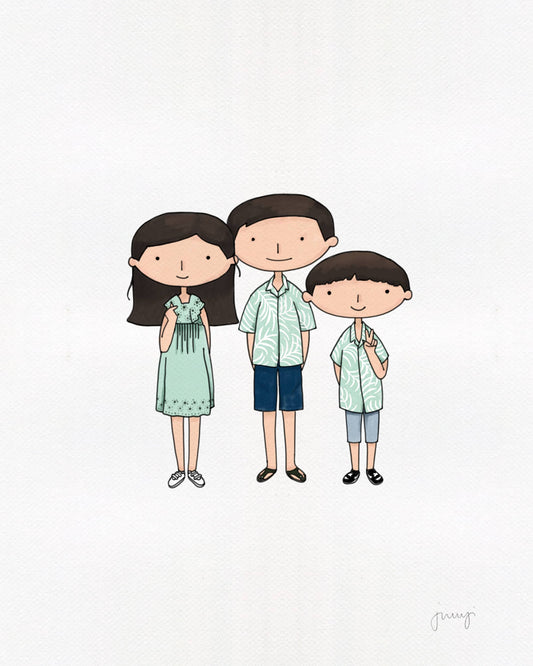 Personalised Hand-Drawn Digital Portrait (3 people)