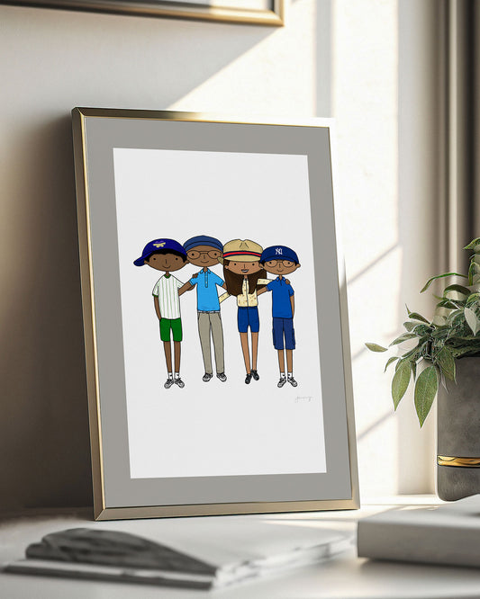 Personalised Hand-Drawn Digital Portrait (4 people)