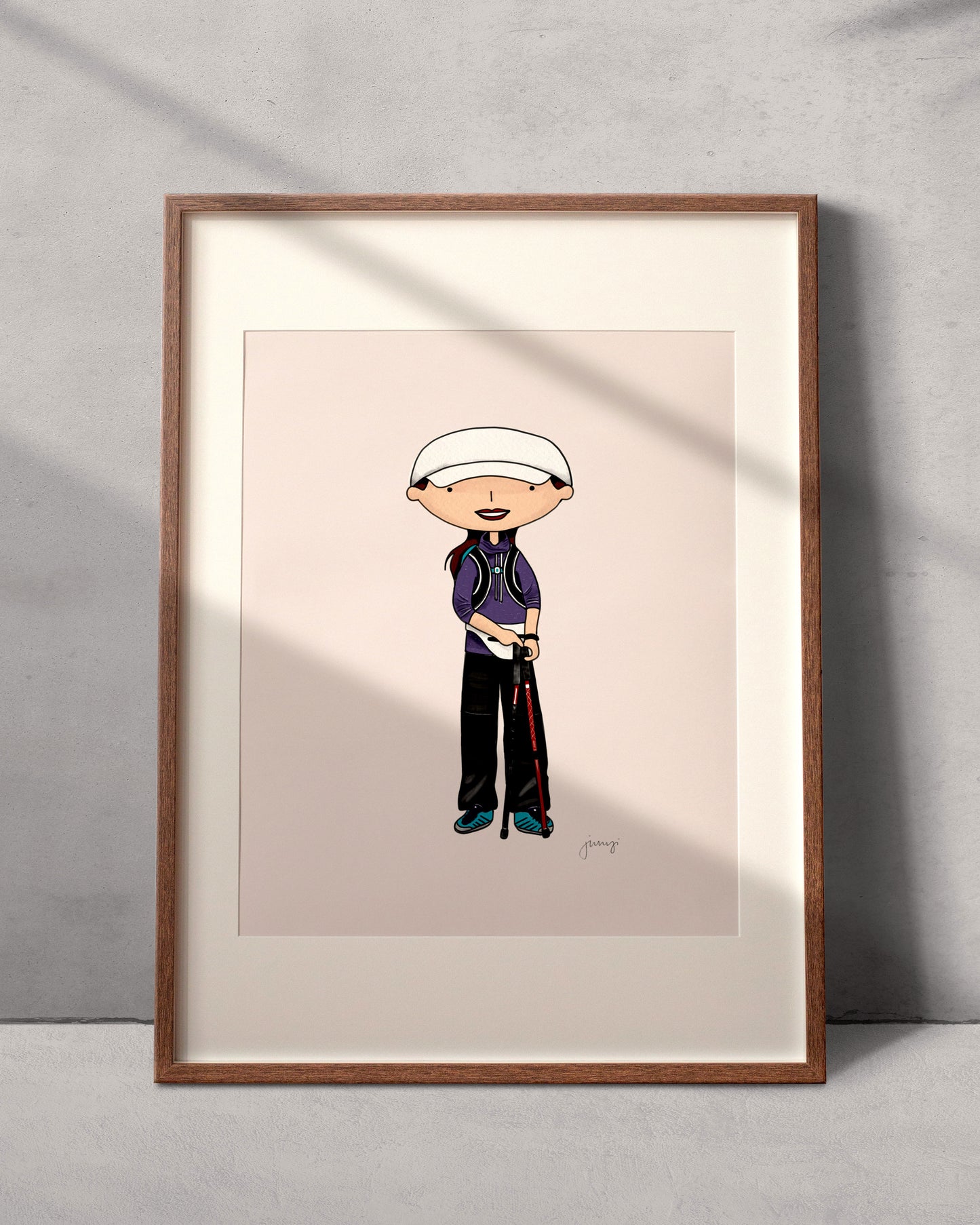 A personalised digital portrait of one person, showing a lady who hiked the Camino de Santiago