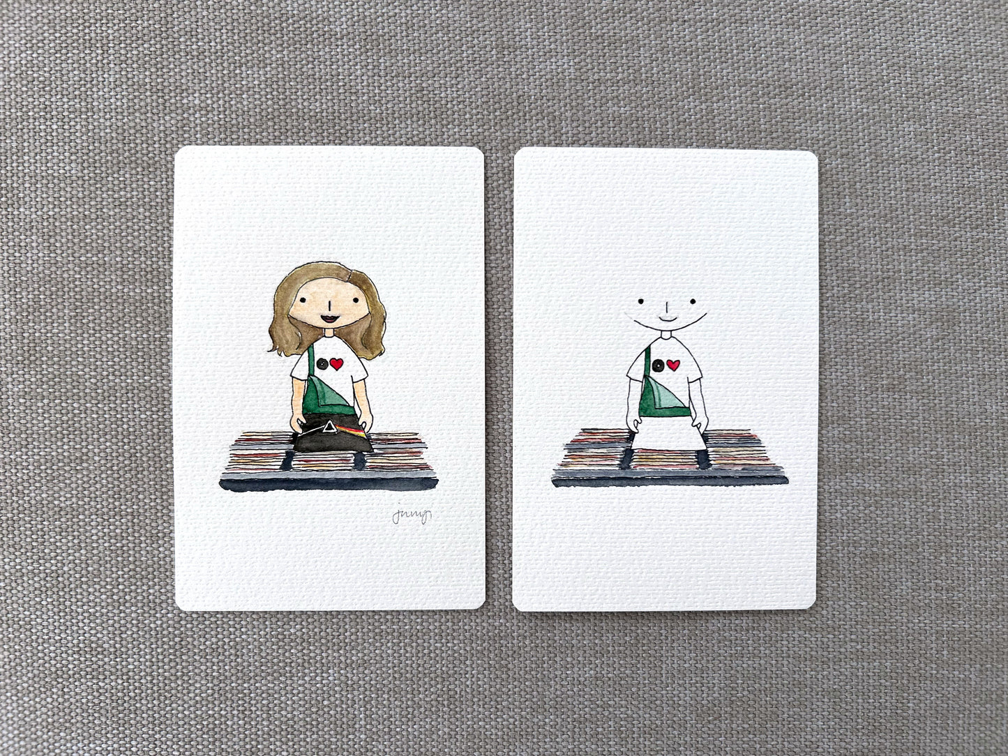 Image showing the finished and unfinished versions of a personalised music lover portrait