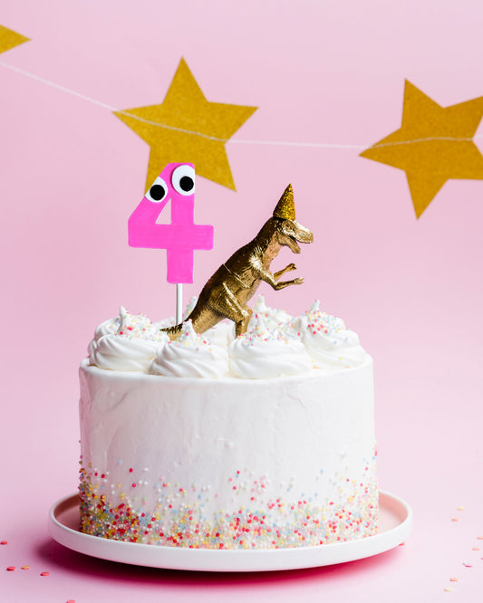 4th Birthday Cake Topper – Hand-Painted Birthday Decoration