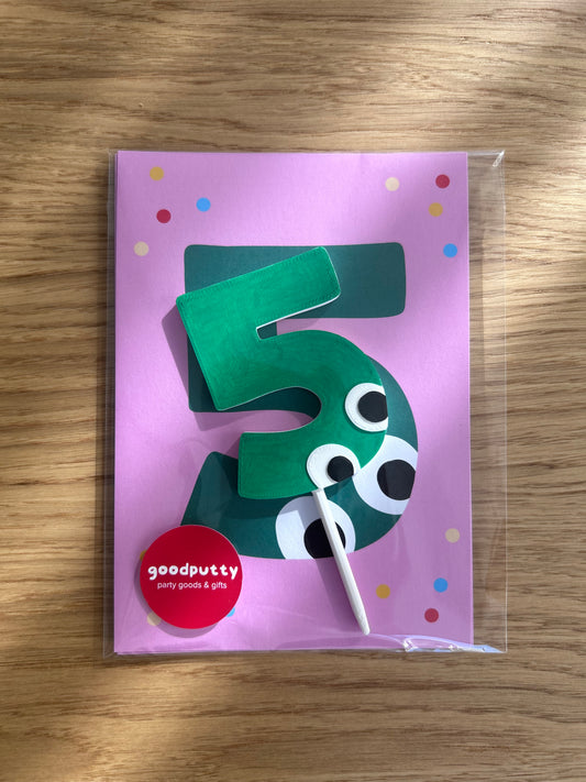 5th Birthday Party Set – Number "5" Invite Pack + Cake Topper
