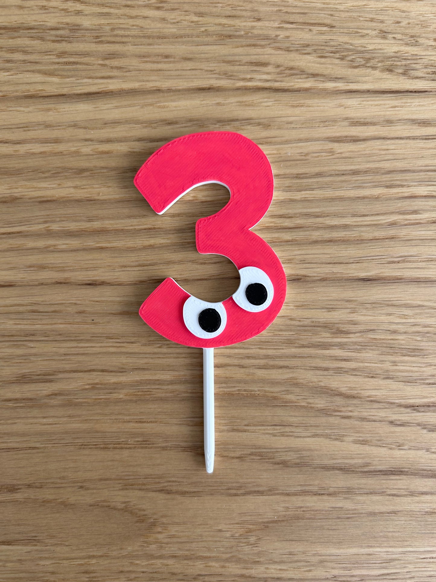 3rd Birthday Cake Topper – Hand-Painted Birthday Decoration