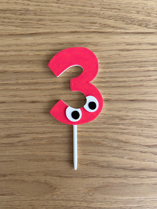 3rd Birthday Cake Topper – Hand-Painted Birthday Decoration
