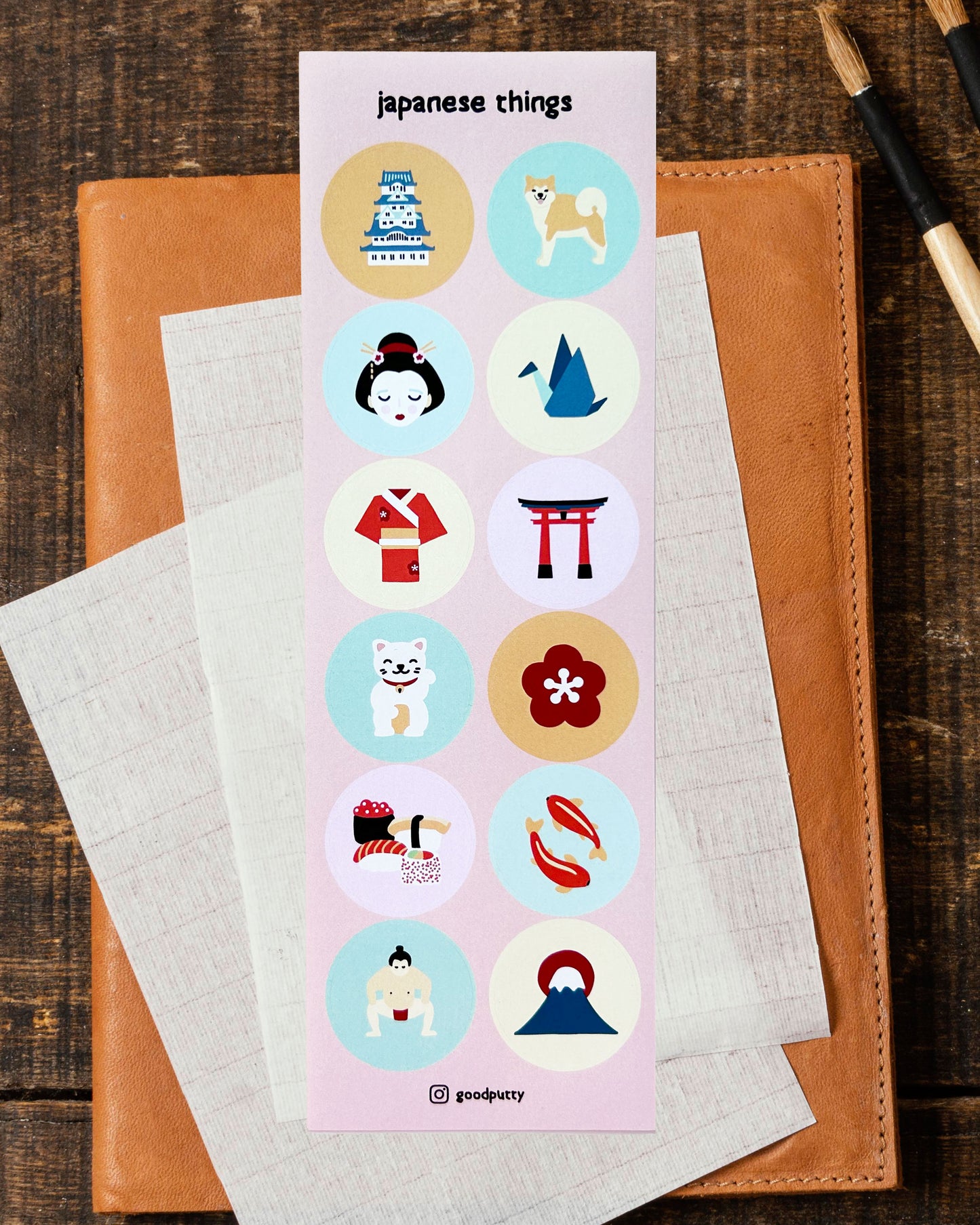 Japanese Culture Sticker Sheet – Hand-Drawn & Whimsical - For Travel & Stationery Lovers