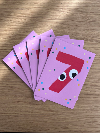 7th Birthday Party Set – Invites + Cake Topper