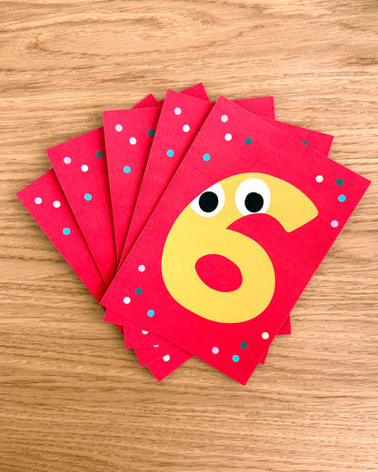 6th Birthday Cake Topper & Invitations – Bright & Quirky Number Design