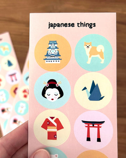 Japanese Culture Sticker Sheet – Hand-Drawn & Whimsical - For Travel & Stationery Lovers