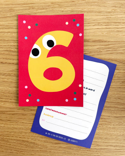 6th Birthday Cake Topper & Invitations – Bright & Quirky Number Design