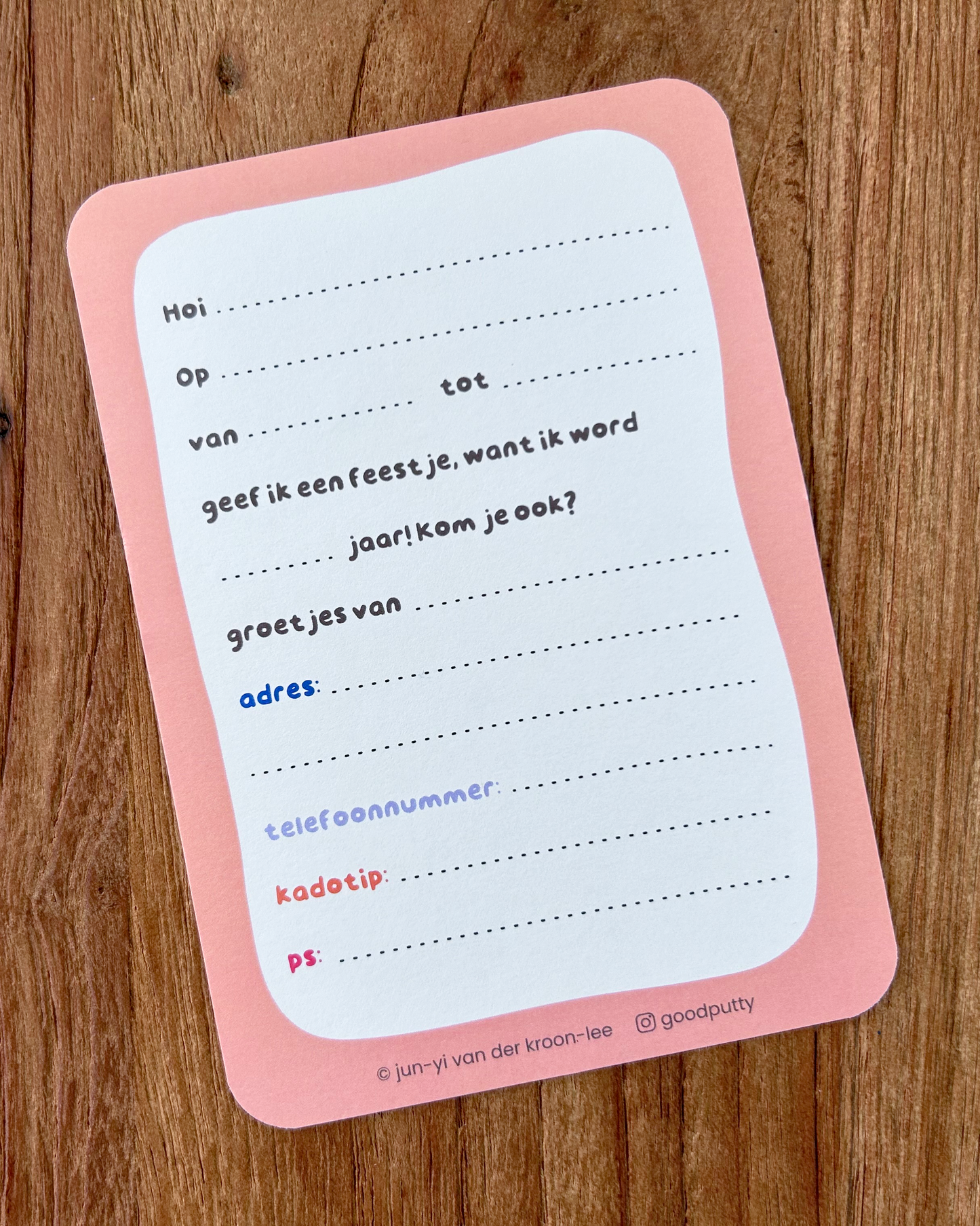 Uitnodigingen voor een verjaardag met taart en ballon – roze thema (set van 6)
