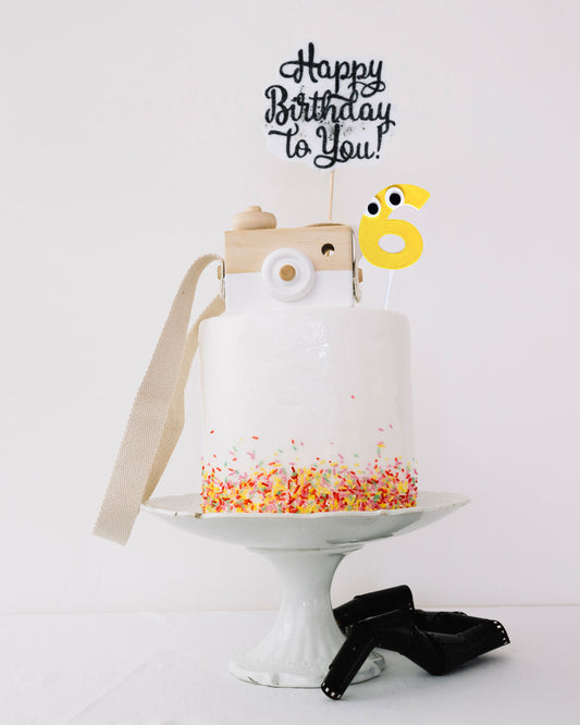 [Ships mid-August] Playful Number "6" Cake Topper – Hand-Painted Birthday Decoration
