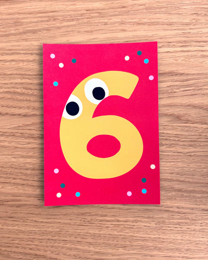 6th Birthday Cake Topper & Invitations – Bright & Quirky Number Design