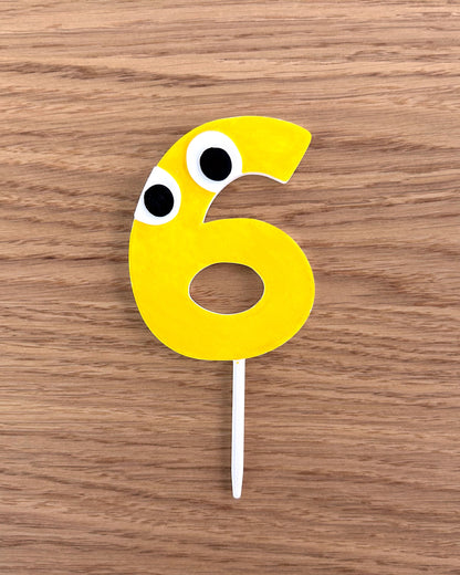 6th Birthday Cake Topper & Invitations – Bright & Quirky Number Design