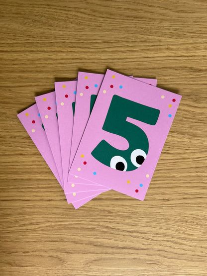 5th Birthday Cake Topper & Party Invitations – Fun Number Design