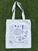 Illustrated Food Tote Bag – Hand-Drawn Asian Ingredients Design