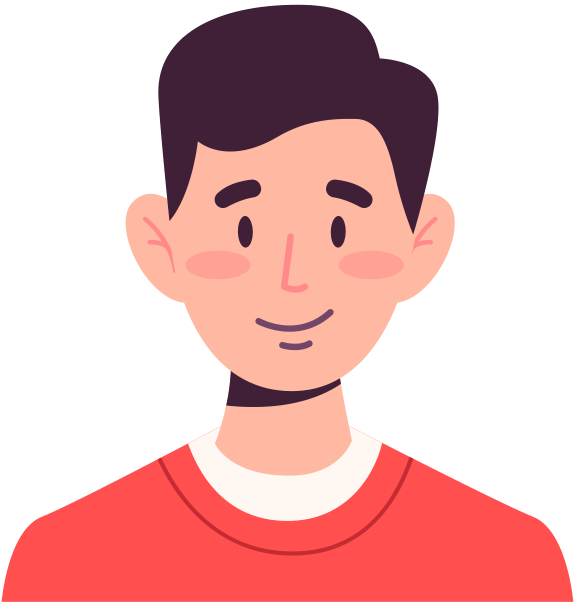 Illustration of a person wearing a red shirt with a brown background