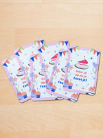 Feestuitnodigingen met taart en ballon – roze thema (set van 6)