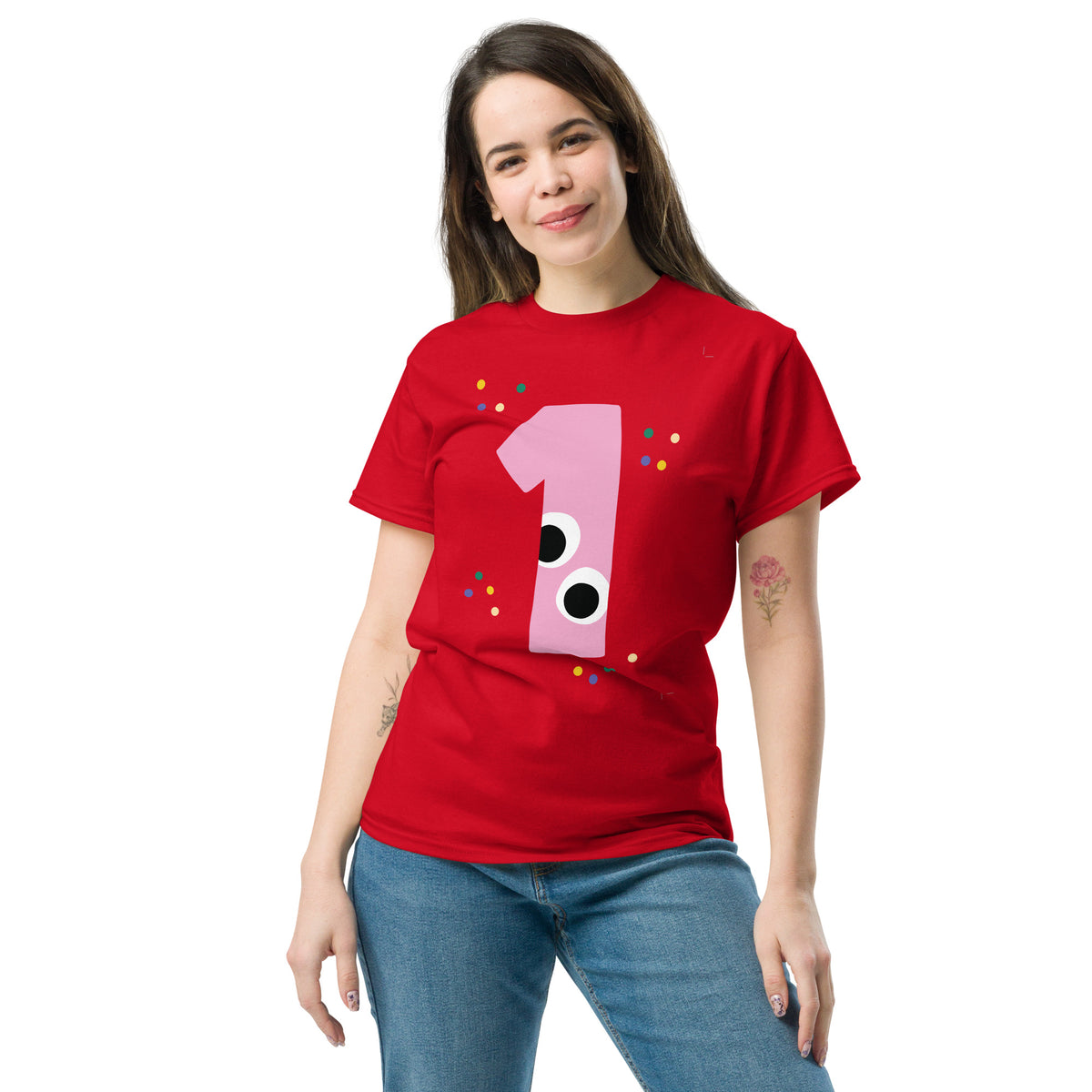 Verjaardags-T-shirt – Nummer "1" – Bijpassende feestset – Eerste verjaardagsoutfit