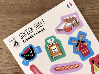 French Sticker Sheet – Illustrated Stickers for Journals, Planners & Gifts