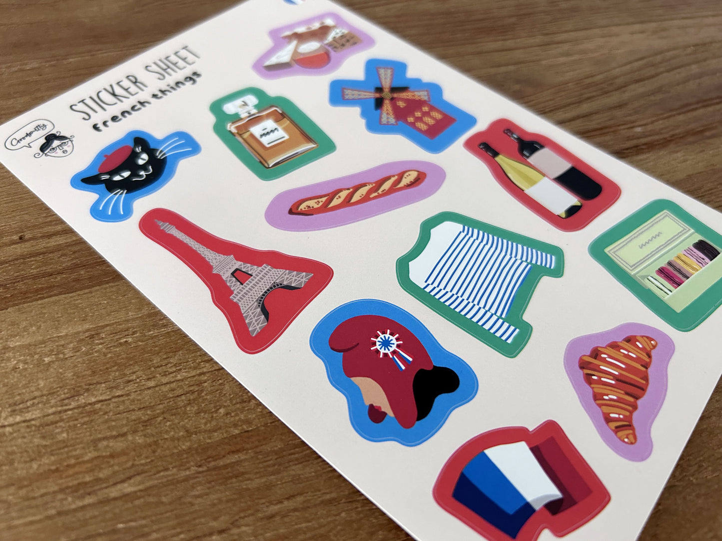 French Culture Sticker Sheet – Hand-Drawn & Whimsical - For Travel & Stationery Lovers