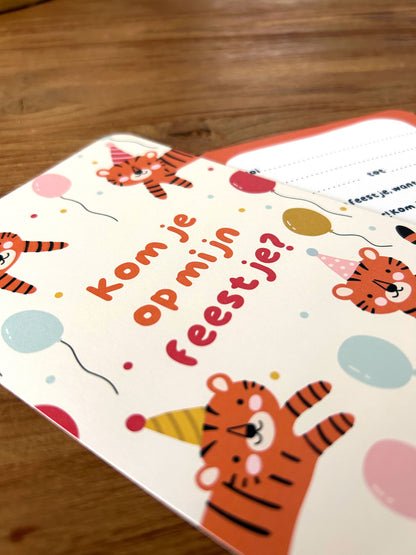 Birthday Party Invitations – Tiger & Safari Theme (Set of 5)