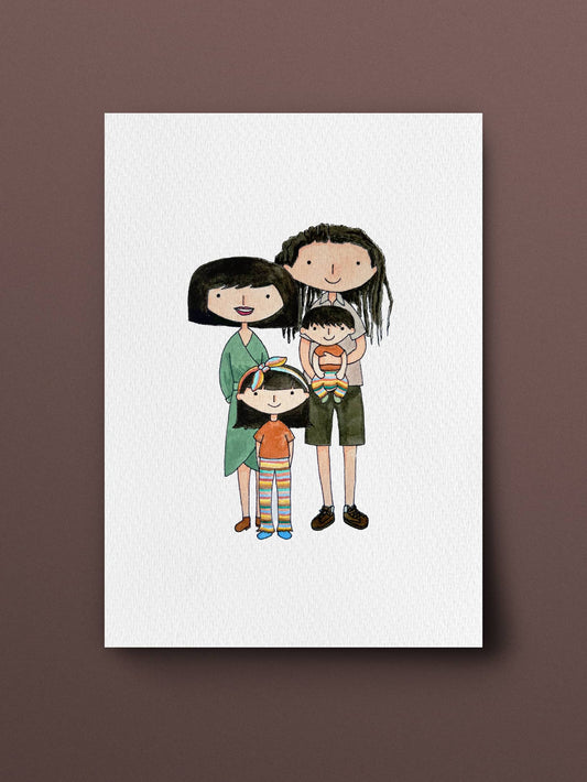 Personalised Watercolour Portrait (4 people)