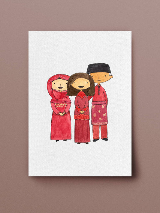 Personalised Watercolour Portrait (3 people)