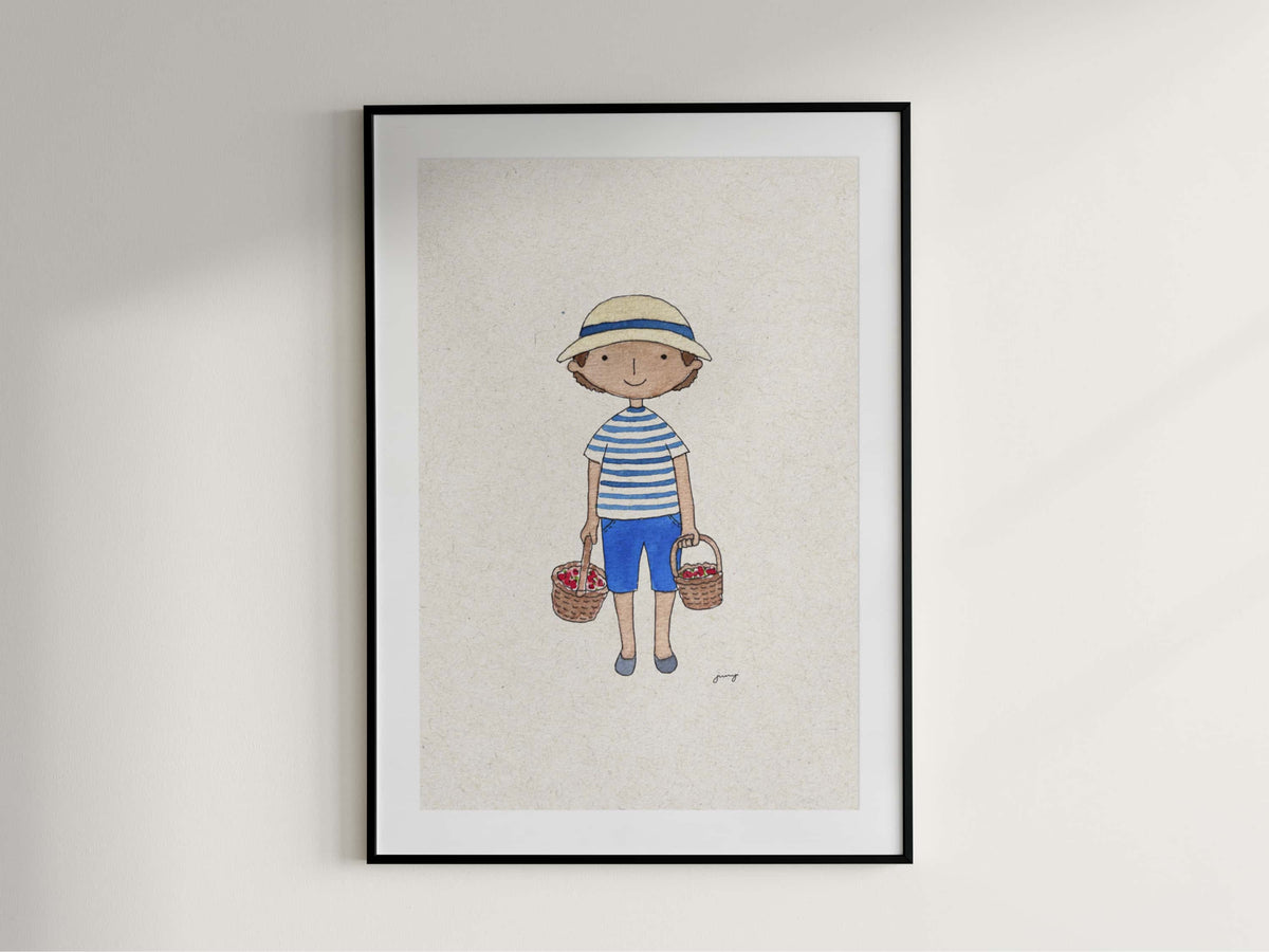 Strawberry Boy, a hand-painted portrait