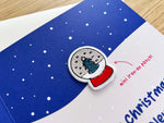 Christmas Card with Snowglobe Iron-On Patch – A5 Greeting Card with Mini Keepsake
