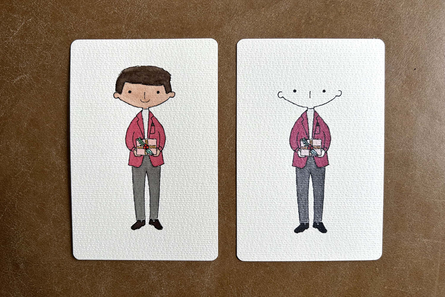 Image showing the personalised and unpersonalised versions of a male Christmas portrait