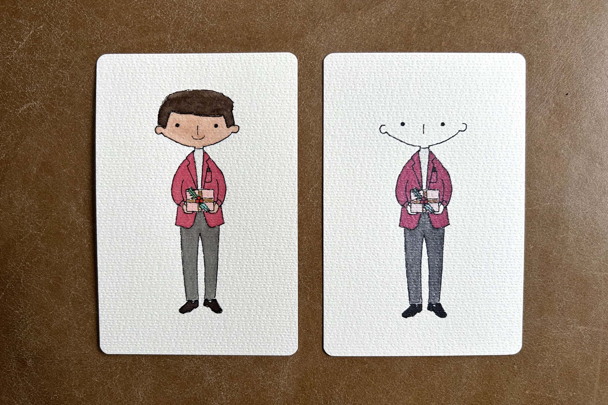 Image showing the personalised and unpersonalised versions of a male Christmas portrait