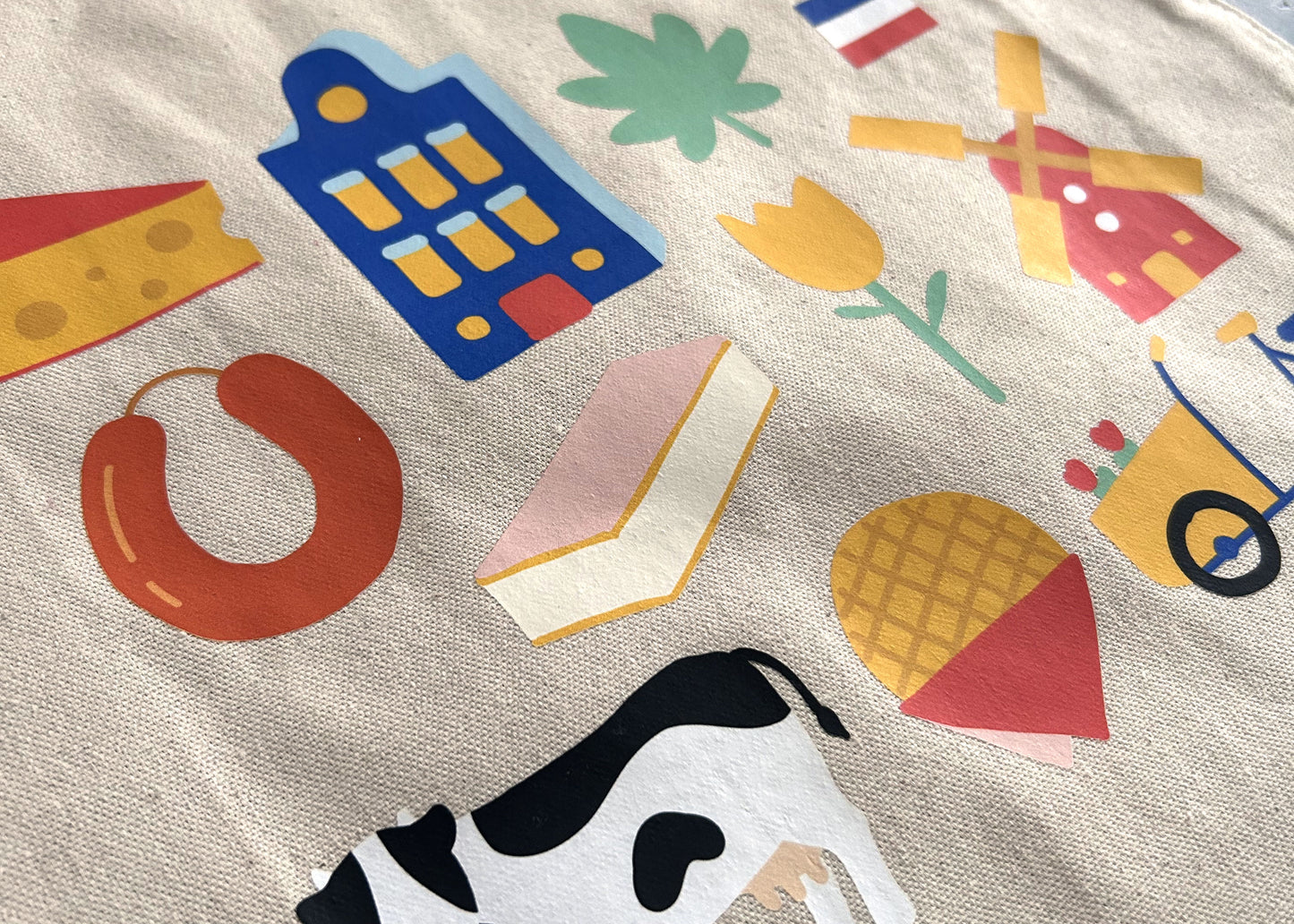 Dutch Culture Tote Bag – Hand-Drawn Holland Icons | 100% Cotton Reusable Shopper