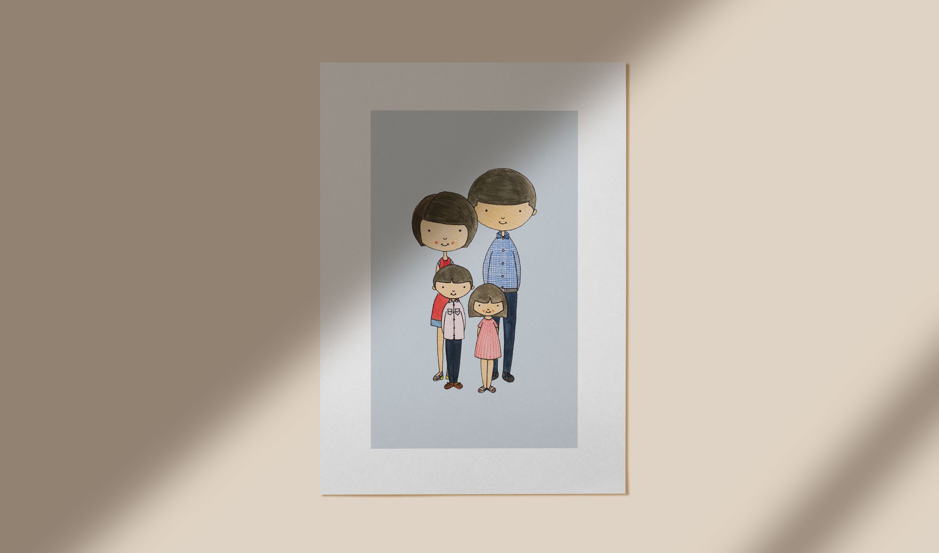 Image showing a watercolour family portrait of parents with two children
