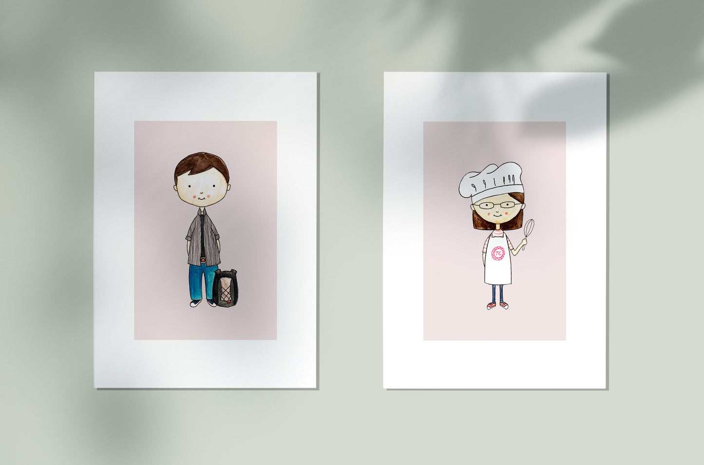 Image showing two solo portraits done in watercolour