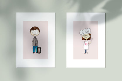 Image showing two solo portraits done in watercolour