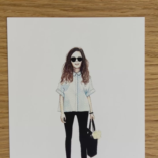 Video showing close up details of the watercolour fashion print