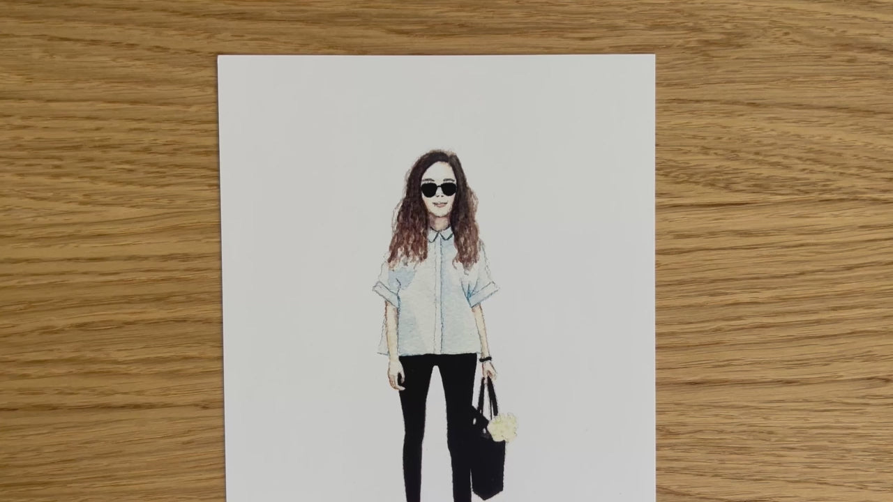 Video showing close up details of the watercolour fashion print